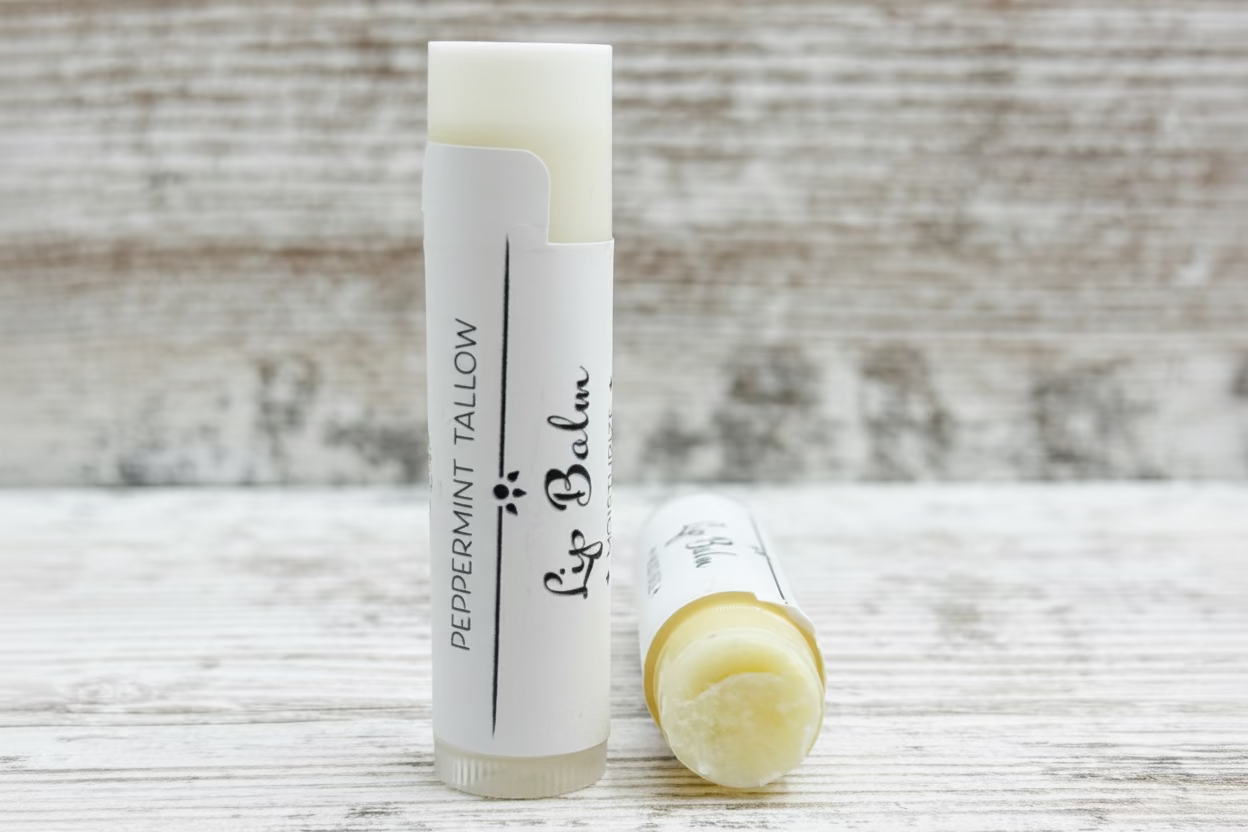 Tallow peppermint lip balm