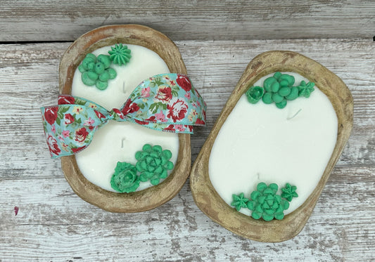 Succulent dough bowl candle