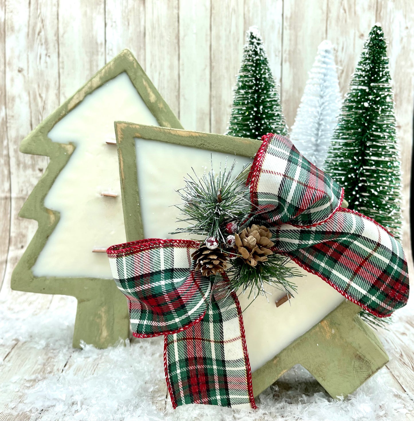 Rustic Green Christmas Tree Dough Bowl