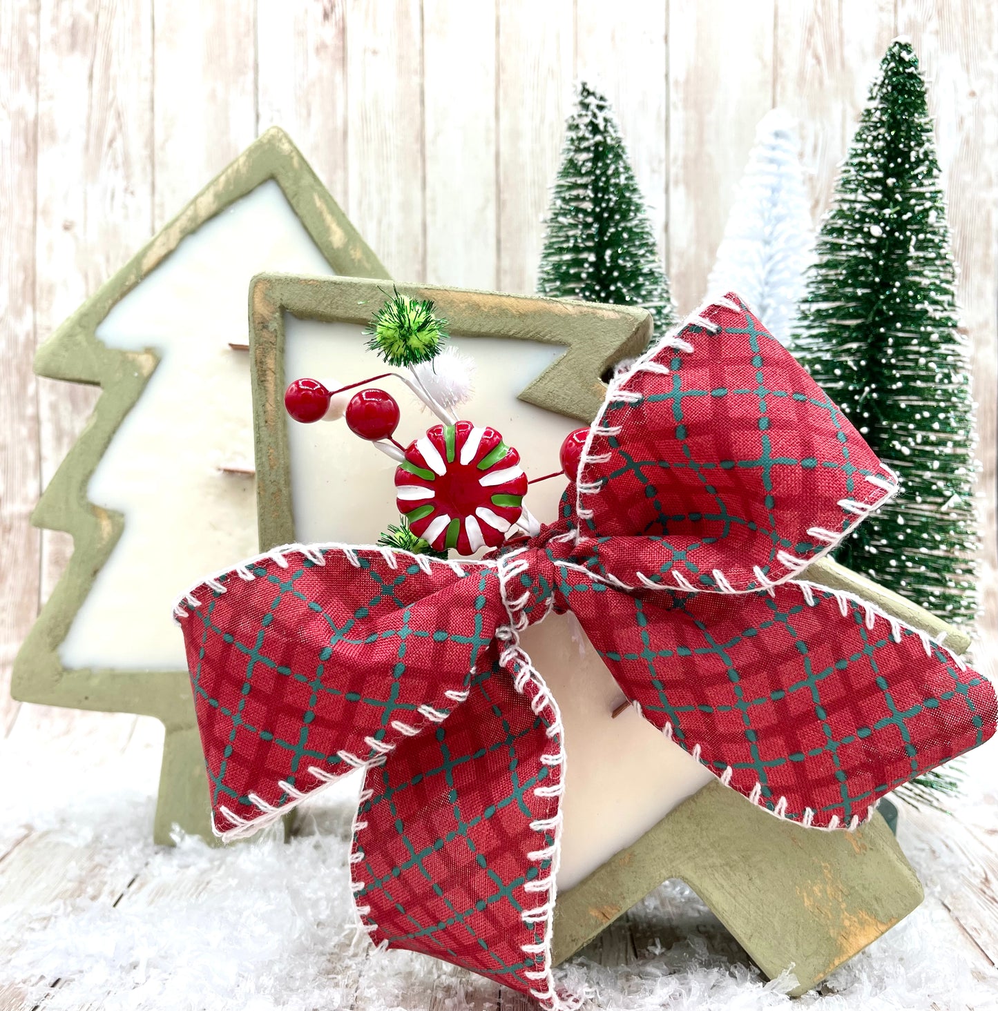 Rustic Green Christmas Tree Dough Bowl